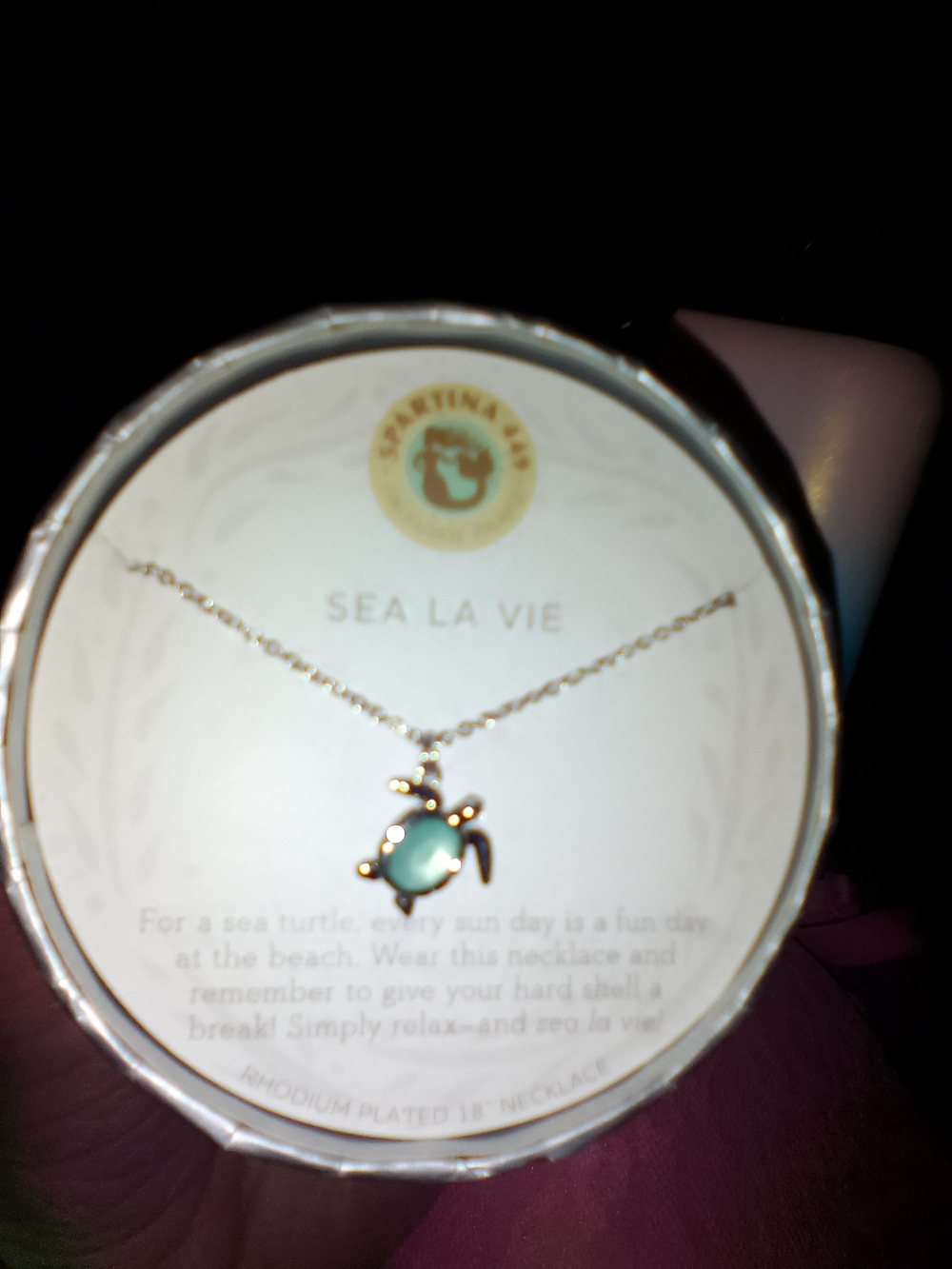 Sea La Vie Gold Turtle Necklace with Aqua Green Stone